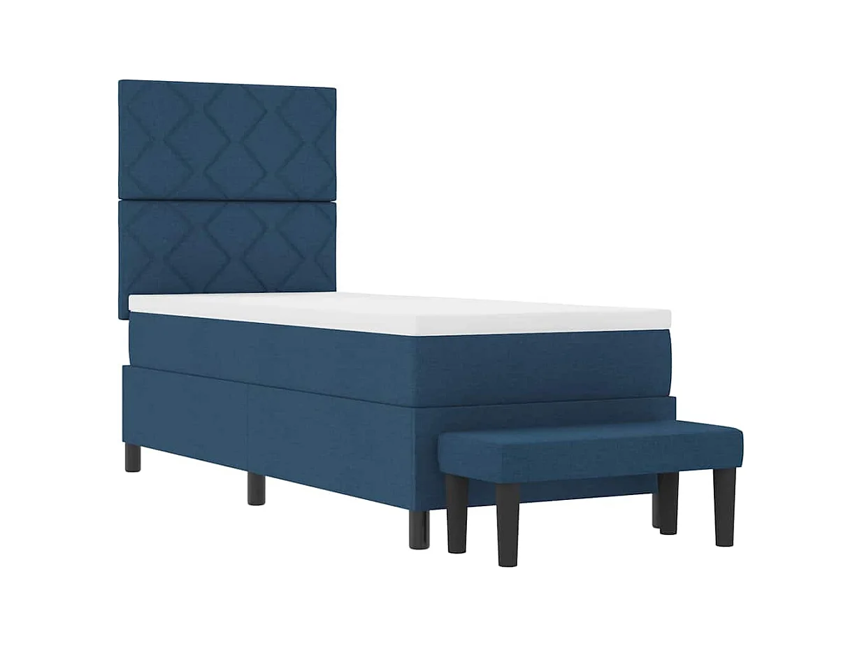Cadre de lit avec matelas Bleu 80 x 200 cm tissu
