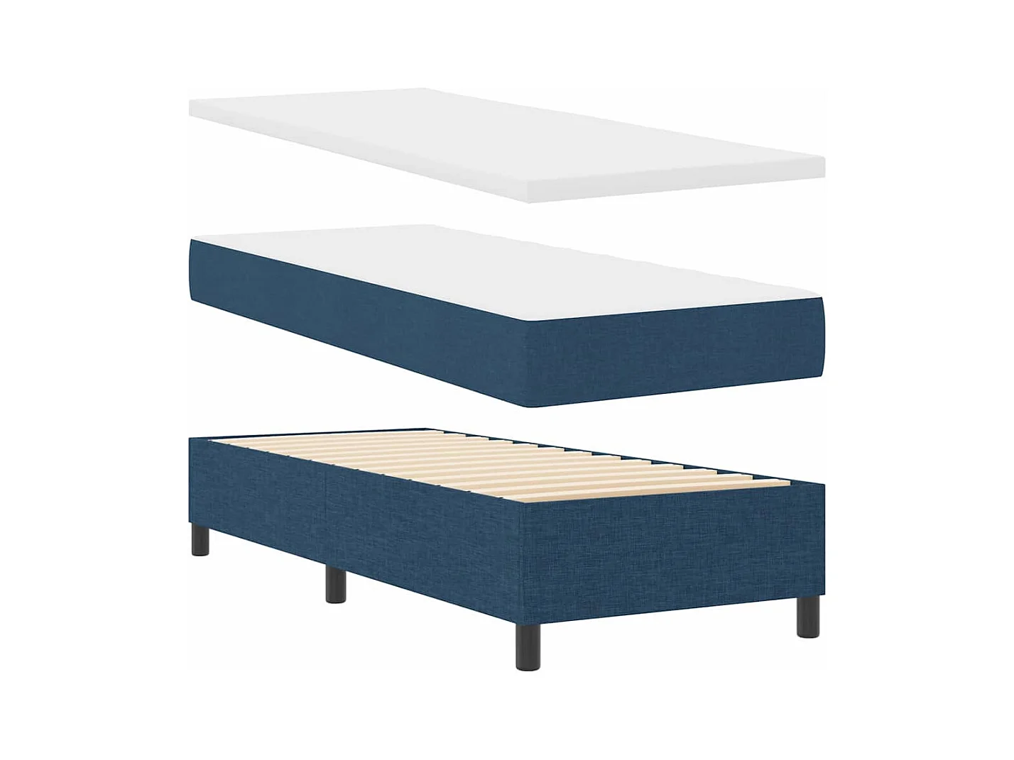 Cadre de lit avec matelas Bleu 80 x 200 cm tissu