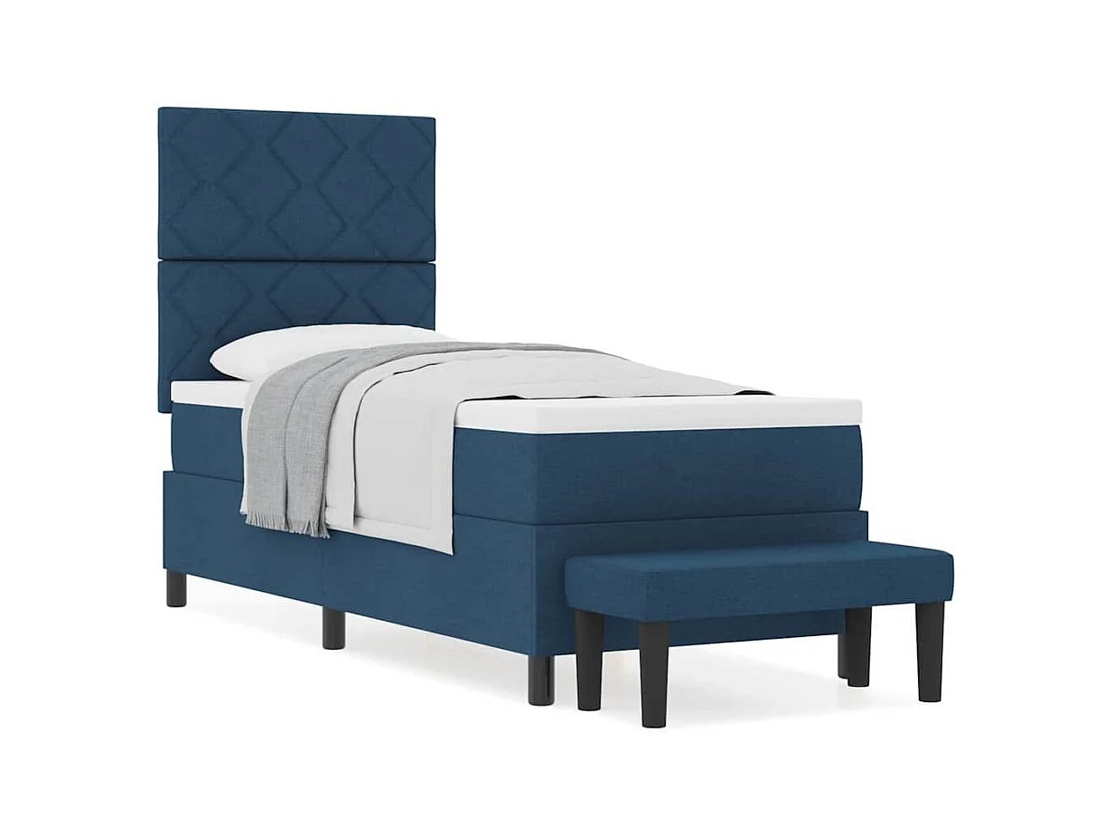 Cadre de lit avec matelas Bleu 80 x 200 cm tissu
