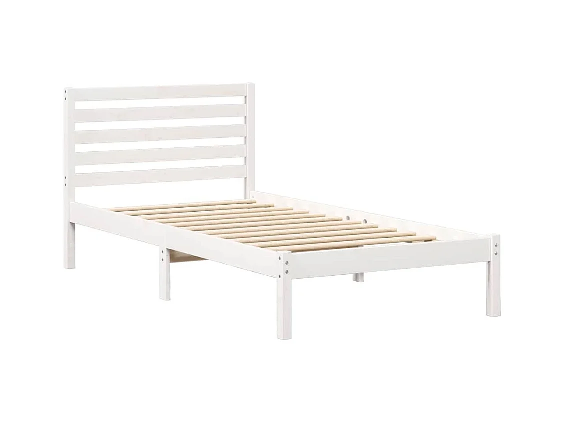 Cadre de lit Blanc 100 x 200 cm Bois massif en pin