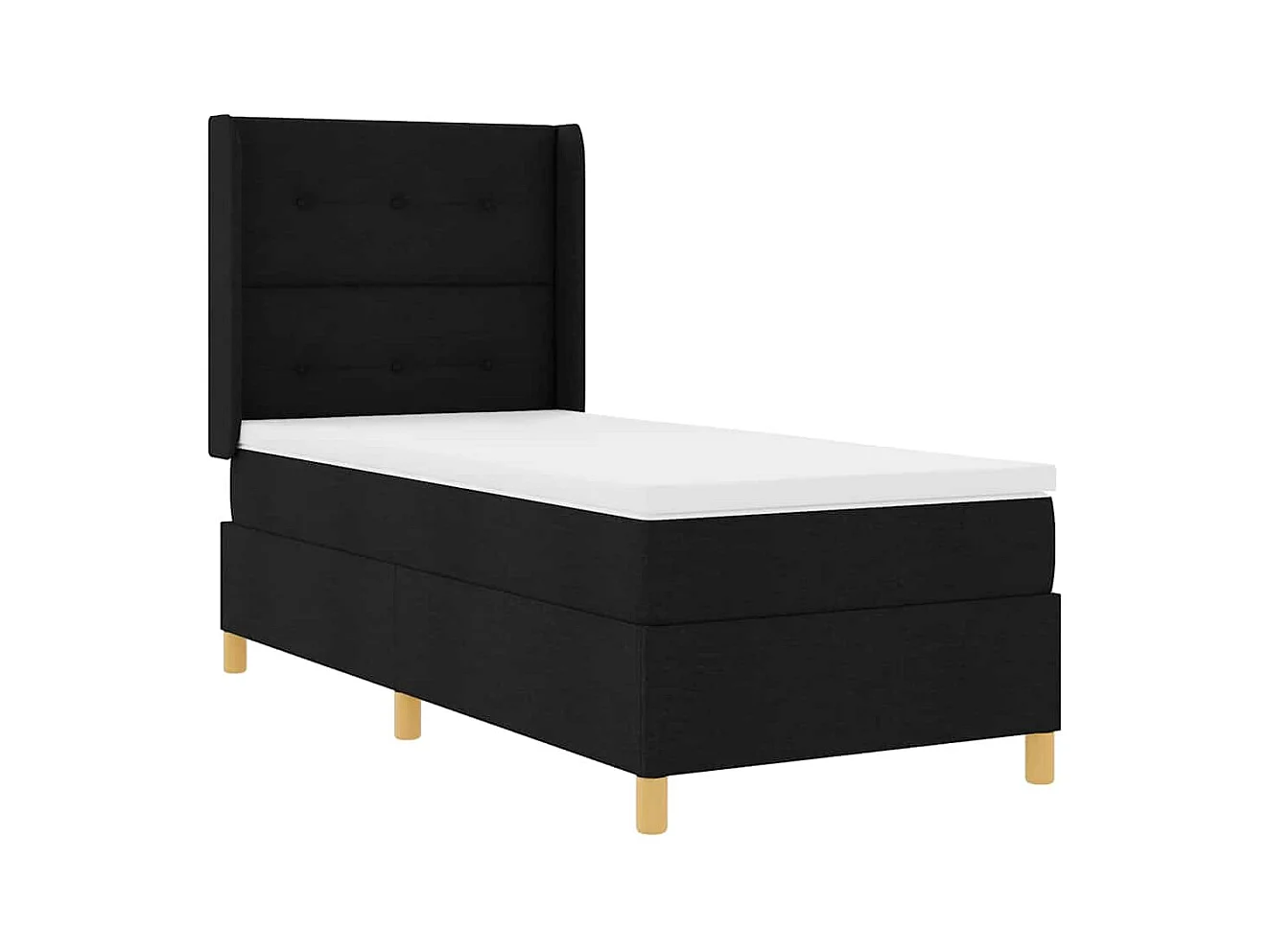 Cadre de lit avec matelas Noir 100 x 200 cm tissu