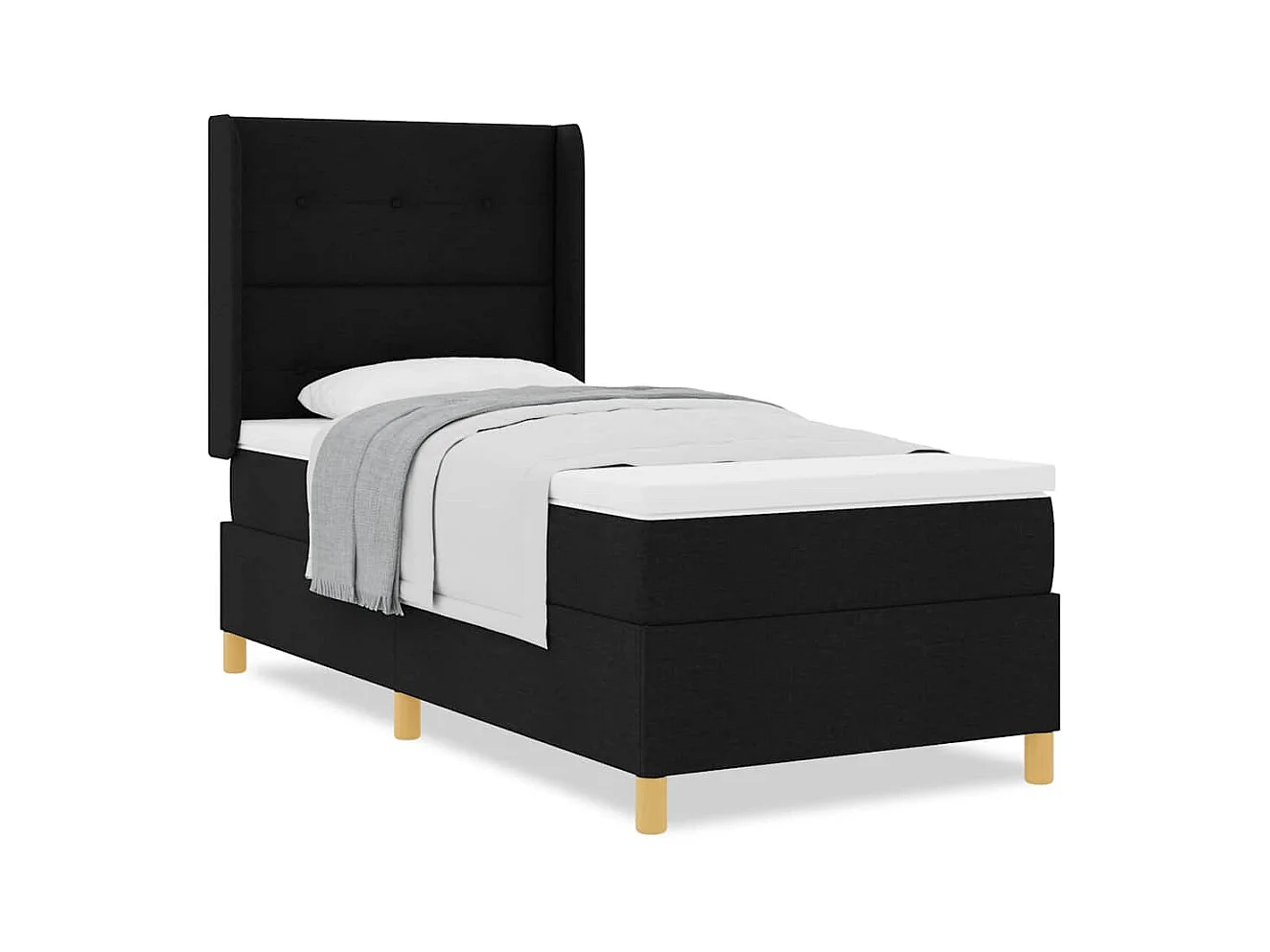 Cadre de lit avec matelas Noir 100 x 200 cm tissu