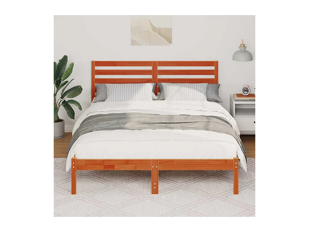 Cadre de lit Marron cire 120 x 200 cm Bois massif en pin