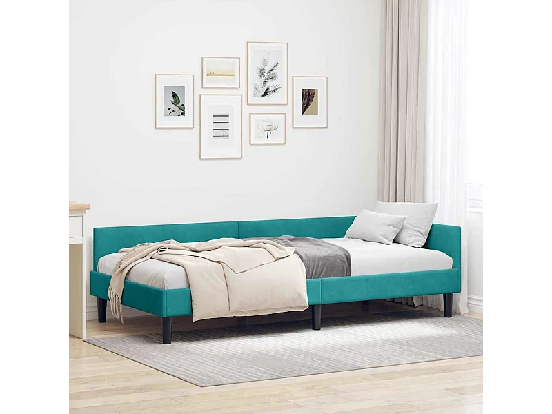 Estrutura de Cama de Canto com cabeceira Turquesa 90 x 190 cm