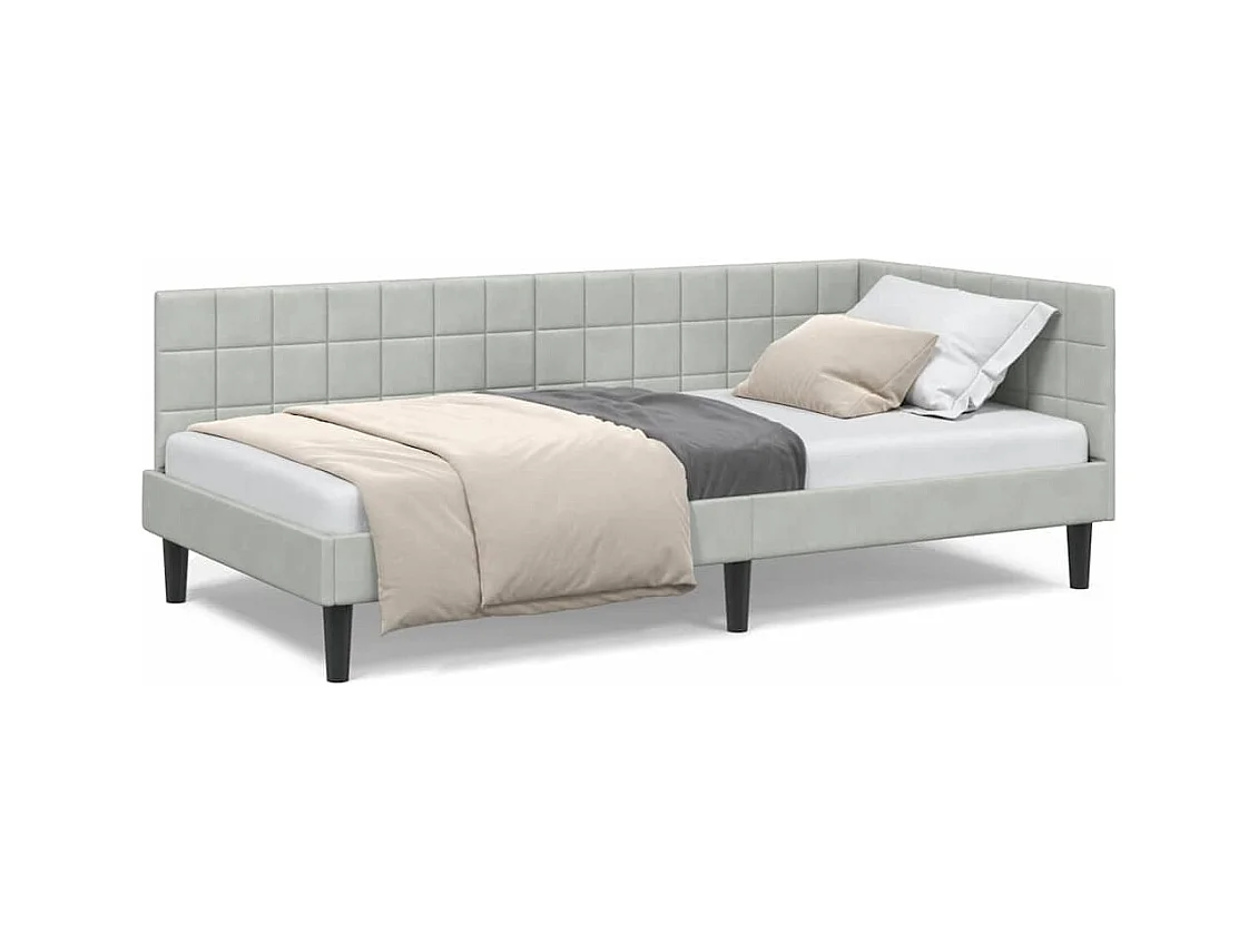 Cadre de lit d'angle Gris clair 100 x 200 cm Velours