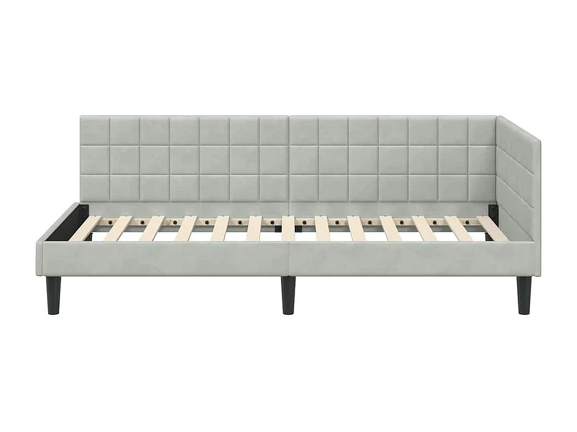 Cadre de lit d'angle Gris clair 100 x 200 cm Velours