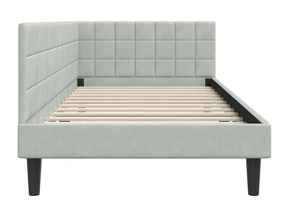 Cadre de lit d'angle Gris clair 100 x 200 cm Velours