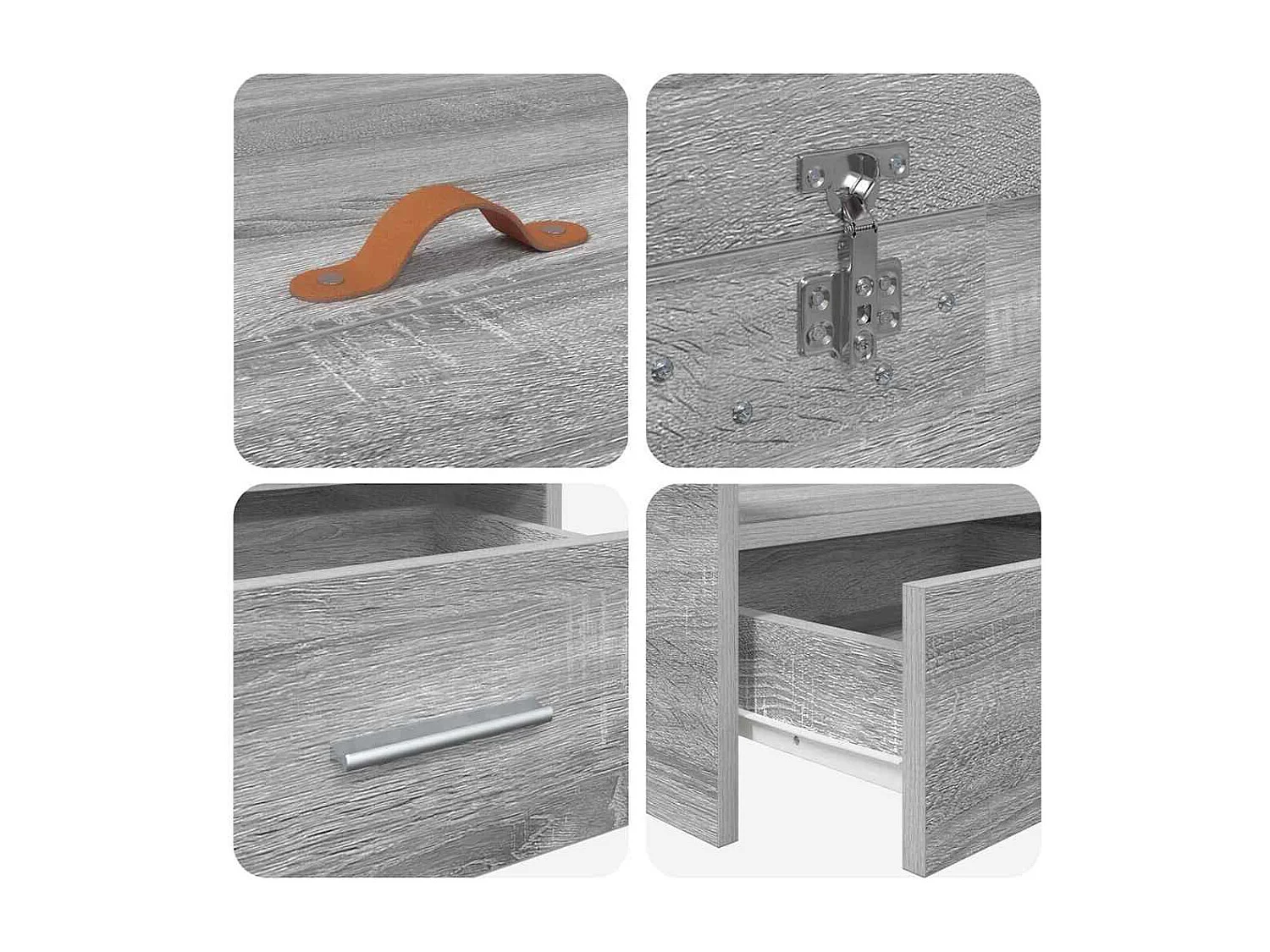 Cama con almacenamiento con cabecera Gris Sonoma 75 x 190 cm