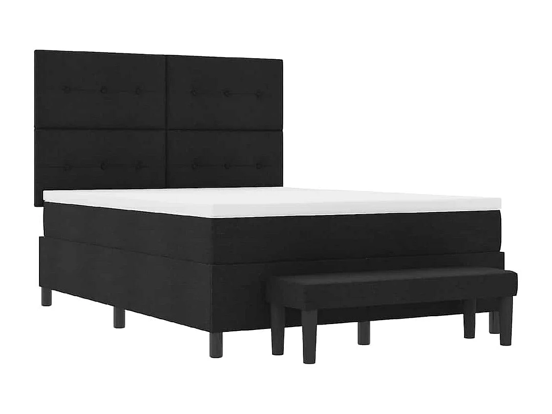 Cadre de lit avec matelas Noir 140 x 190 cm tissu