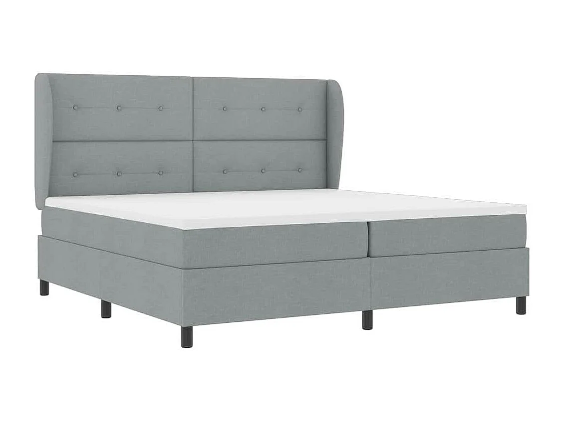 Cadre de lit avec matelas Gris clair 200 x 200 cm tissu