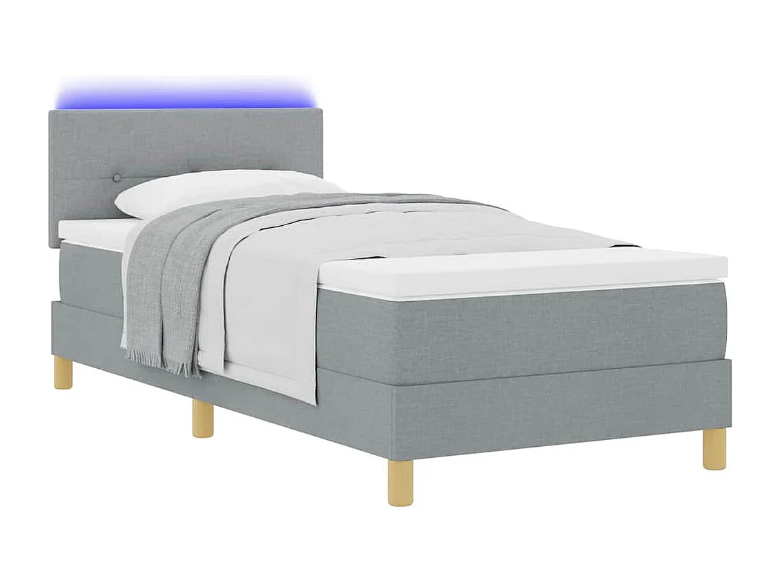 Cadre de lit avec matelas Gris clair 90 x 200 cm tissu