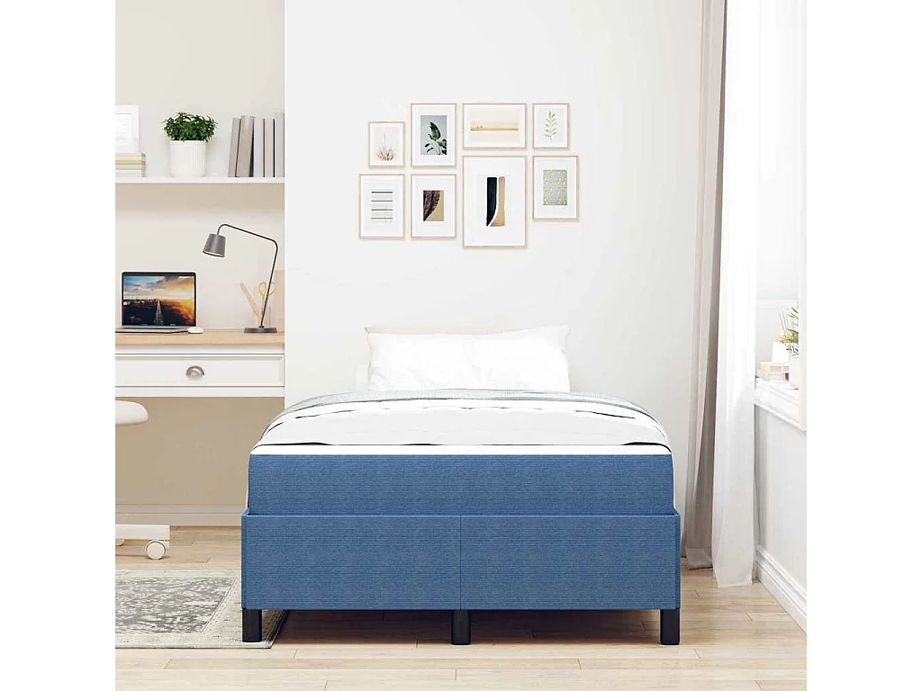 Cadre de lit Bleu 120 x 190 cm Tissu en velours côtelé