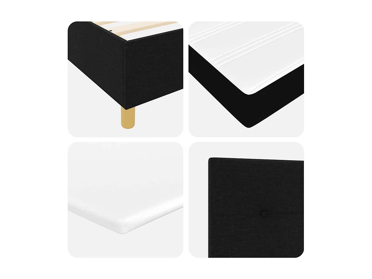 Cama con Somier con colchón con cabecera Negro 90 x 190 cm tela