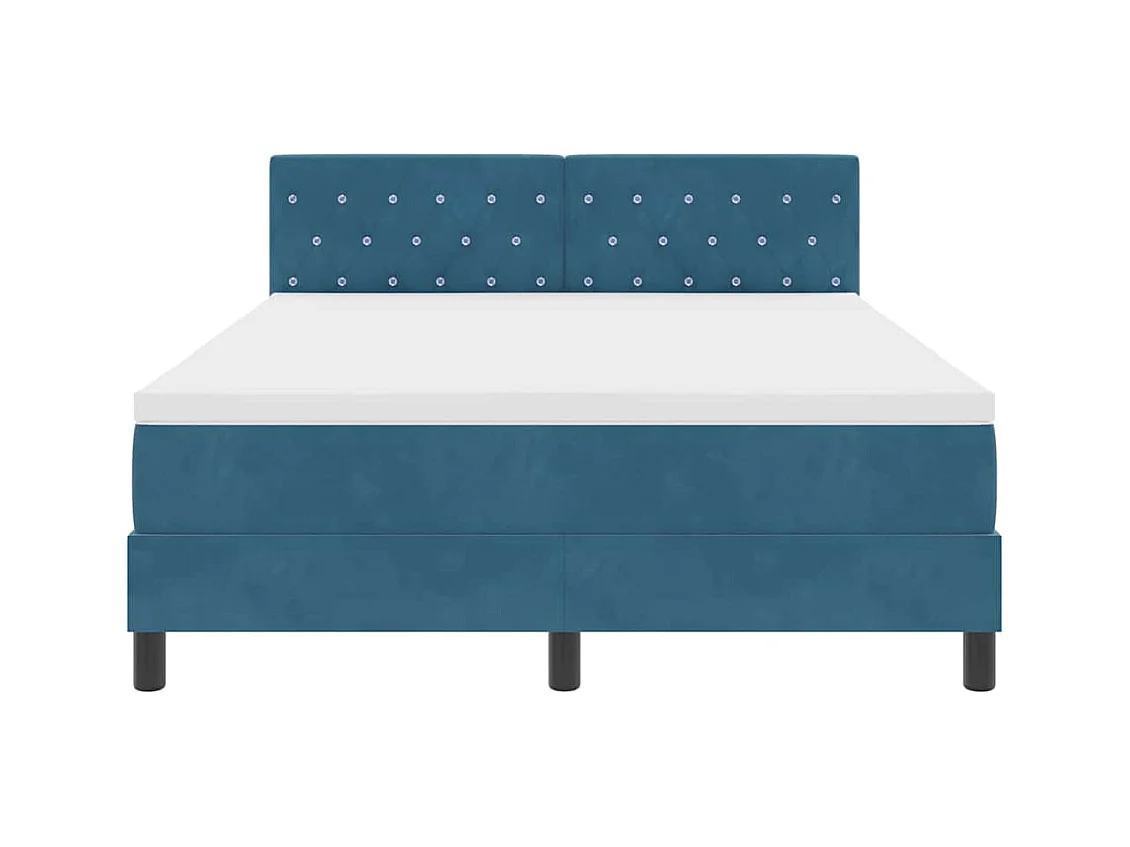 Cadre de lit avec matelas Bleu foncé 160 x 200 cm Velours