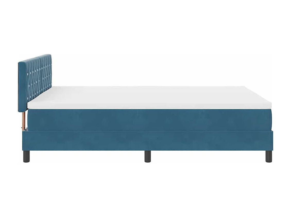 Cadre de lit avec matelas Bleu foncé 160 x 200 cm Velours