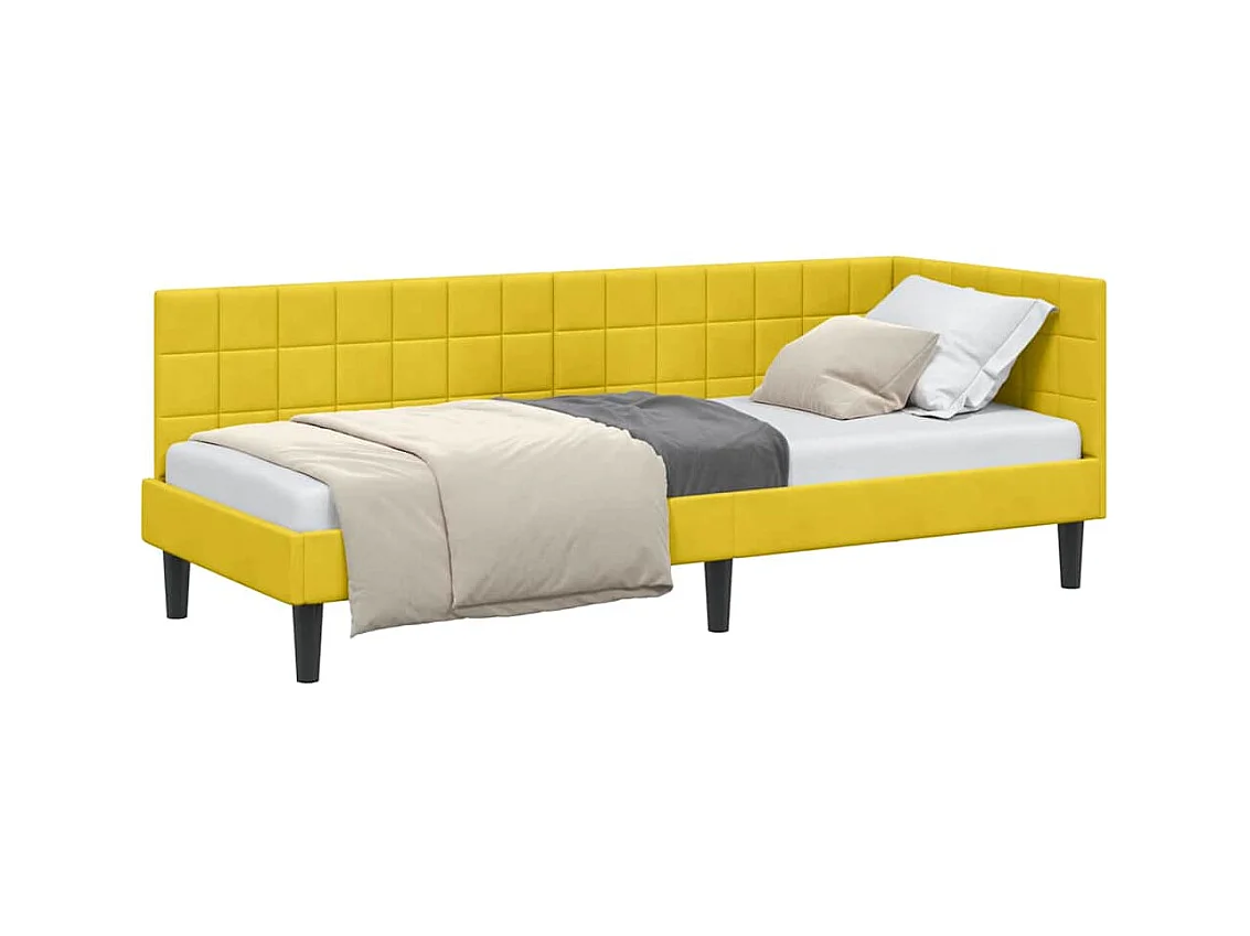 Estrutura de Cama de Canto Amarelo 80 x 200 cm Veludo