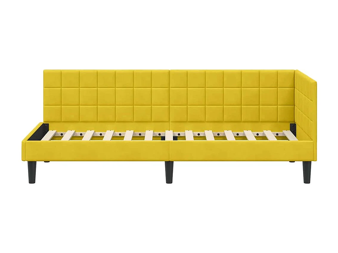 Estrutura de Cama de Canto Amarelo 80 x 200 cm Veludo
