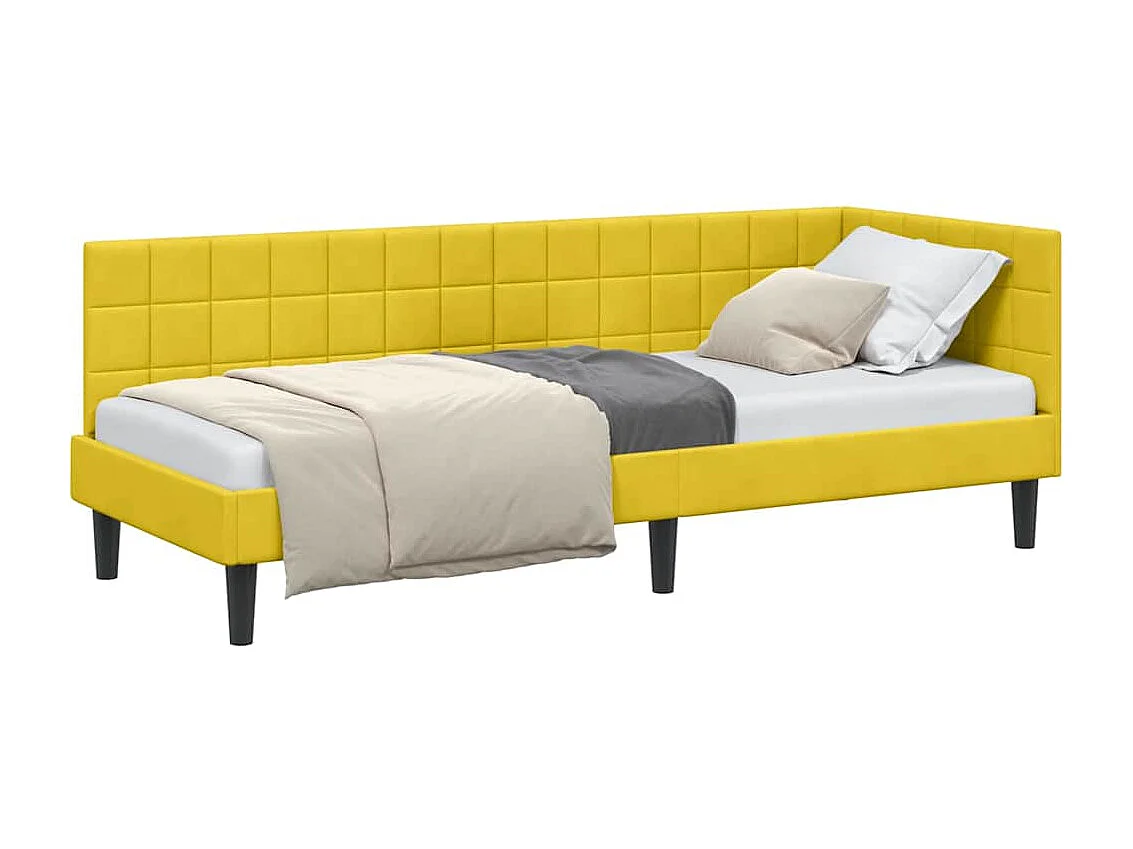 Estructura de cama en esquina Amarillo 80 x 200 cm Terciopelo