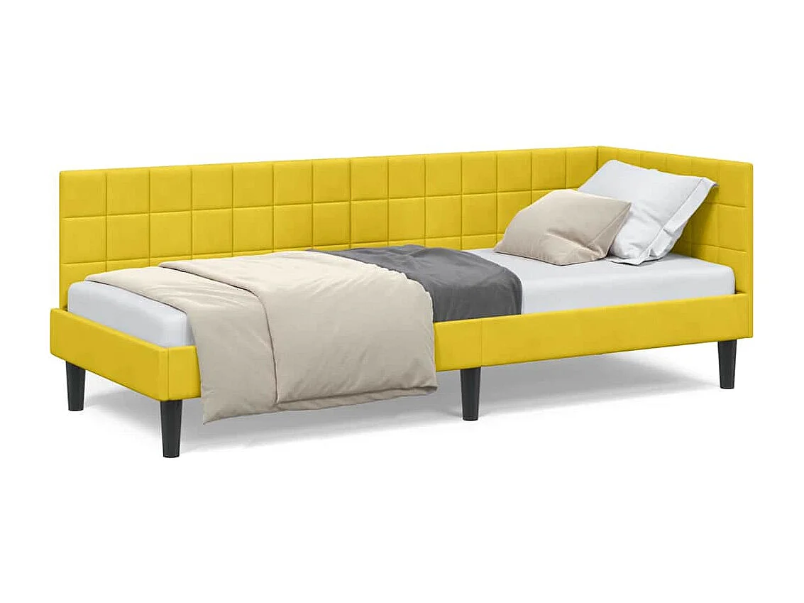 Estructura de cama en esquina Amarillo 80 x 200 cm Terciopelo