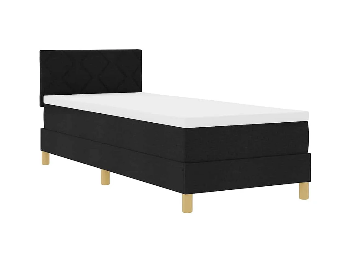 Cadre de lit avec matelas Noir 80 x 200 cm tissu
