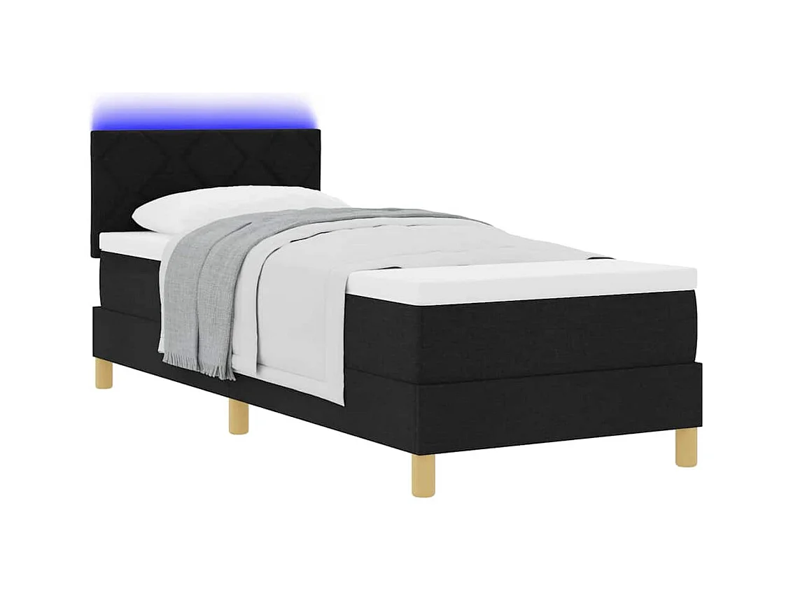 Cadre de lit avec matelas Noir 80 x 200 cm tissu