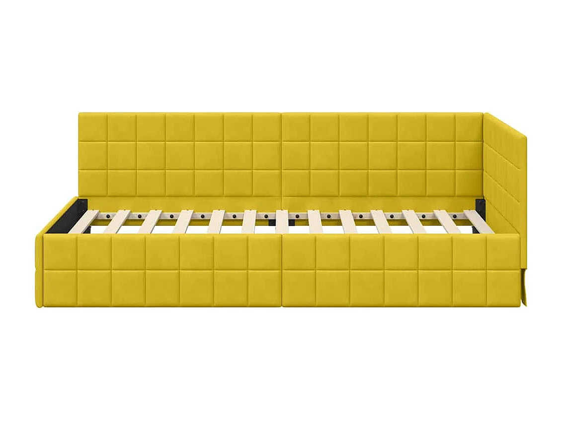 Estructura de cama en esquina Amarillo 90 x 200 cm Terciopelo