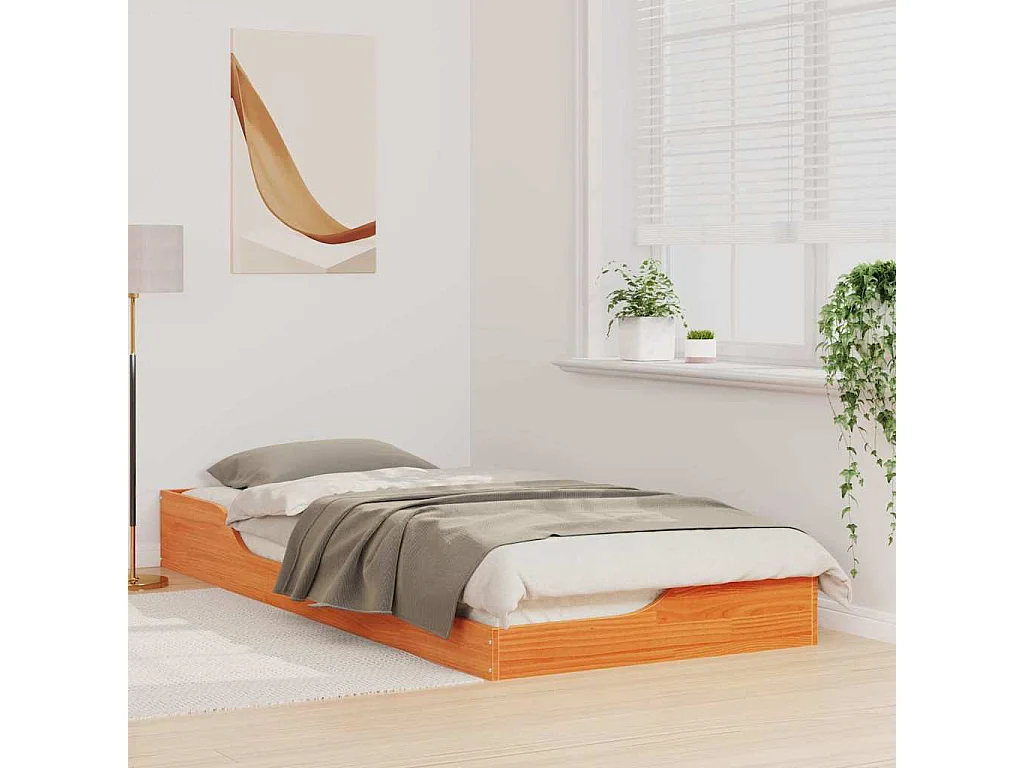 Cadre de lit surélevé Marron cire 100 x 210 cm