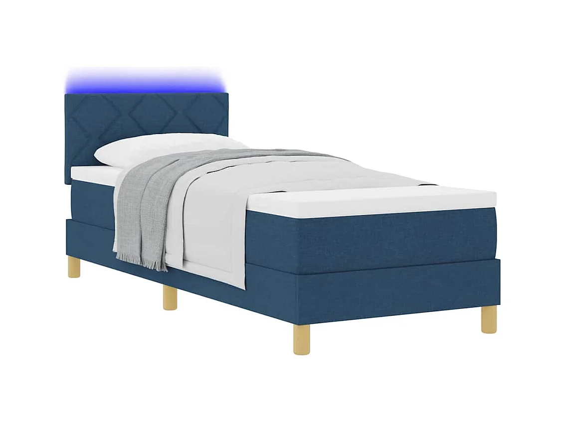 Cadre de lit avec matelas Bleu 80 x 200 cm tissu