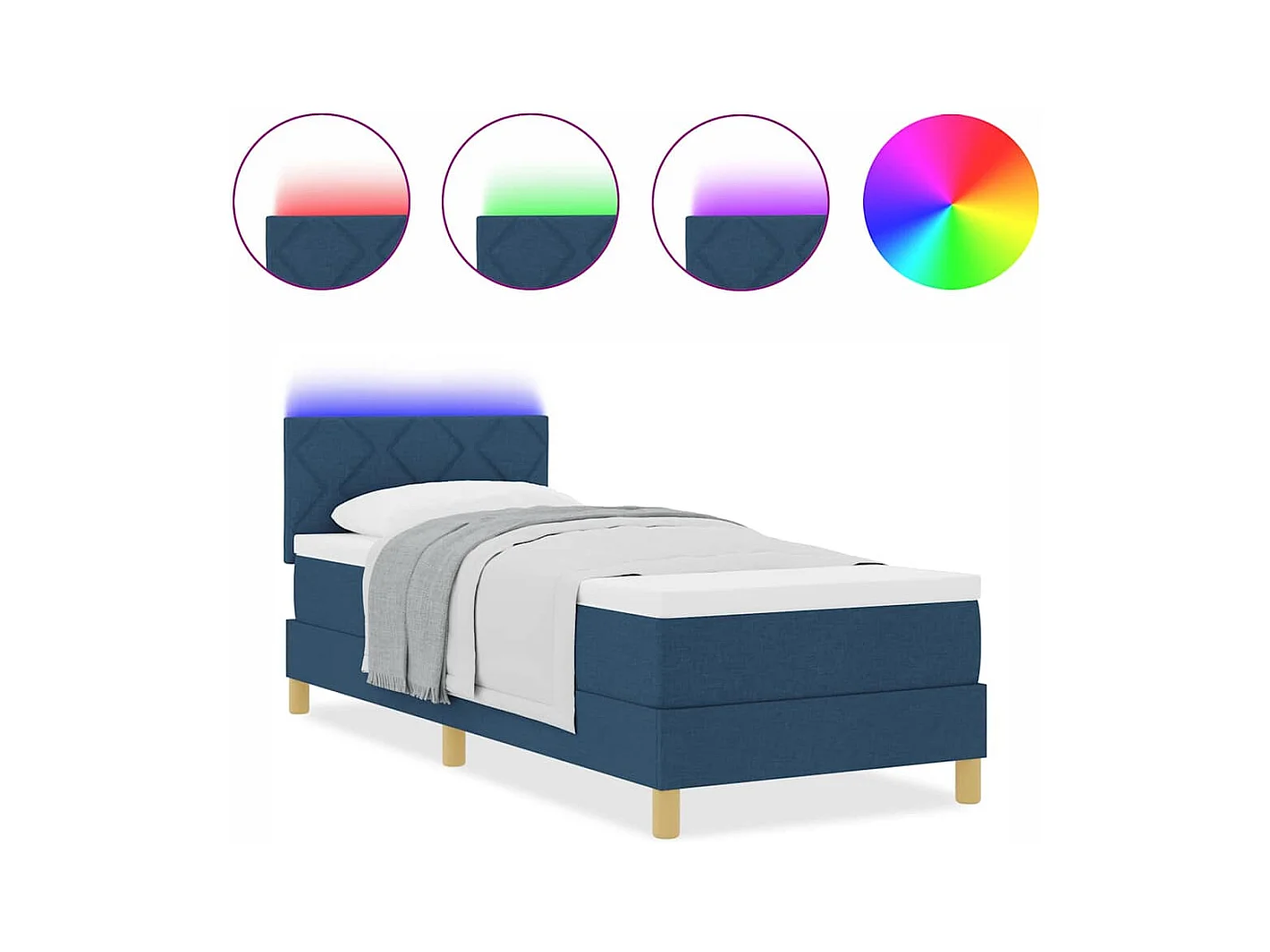 Cadre de lit avec matelas Bleu 80 x 200 cm tissu