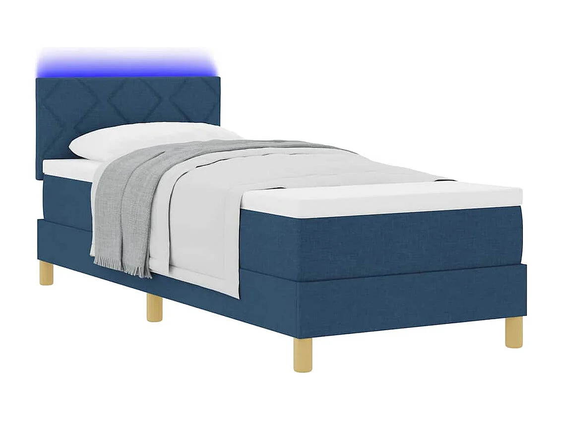 Cadre de lit avec matelas Bleu 80 x 200 cm tissu