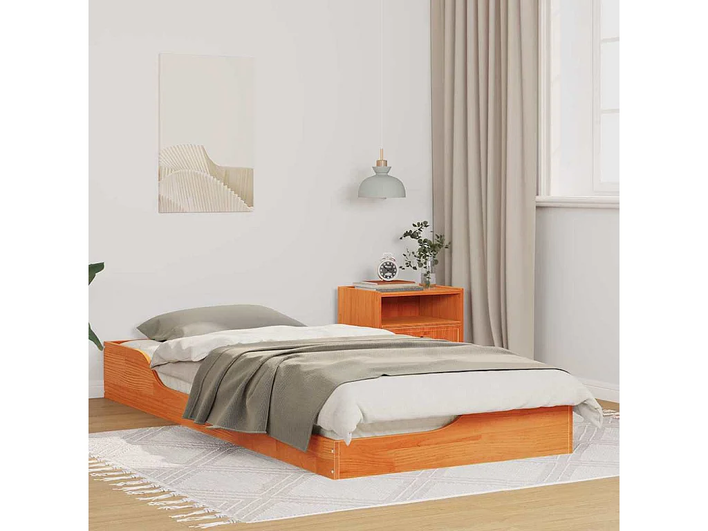 Estrutura de cama de chão Castanho-mel 100 x 200 cm