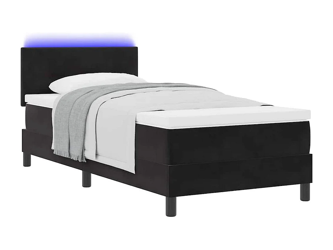 Cadre de lit avec matelas Noir 90 x 190 cm Velours