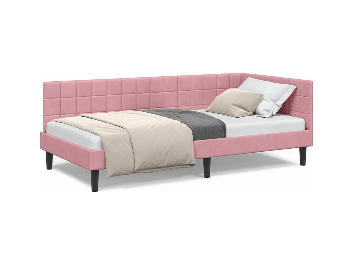 Cadre de lit d'angle avec tête de lit Rose 100 x 200 cm Velours