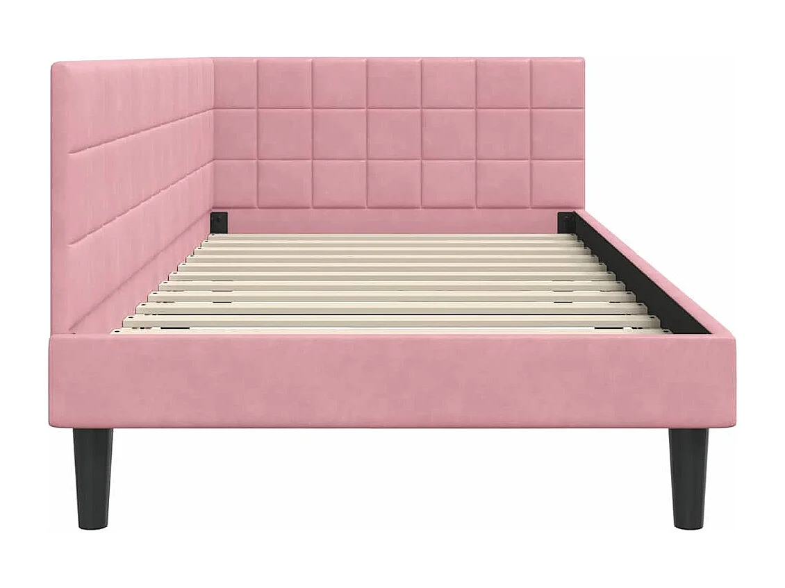 Cadre de lit d'angle avec tête de lit Rose 100 x 200 cm Velours