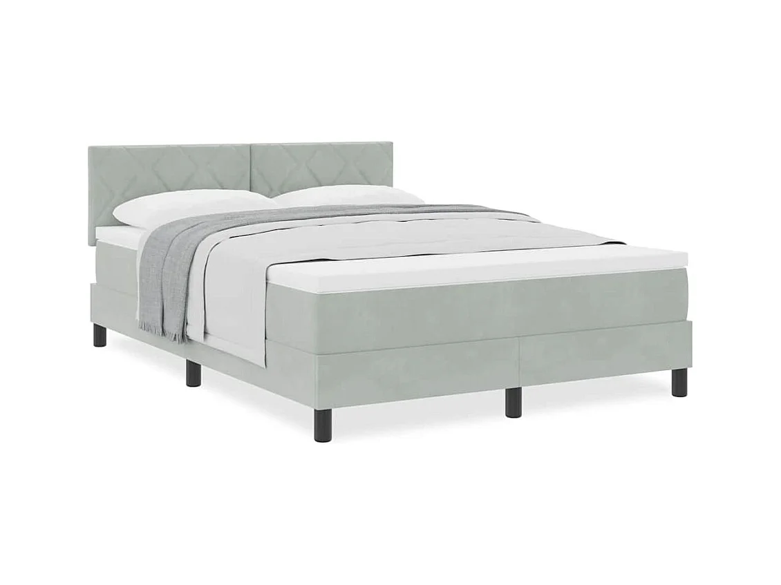 Cadre de lit avec matelas Gris clair 140 x 200 cm tissu