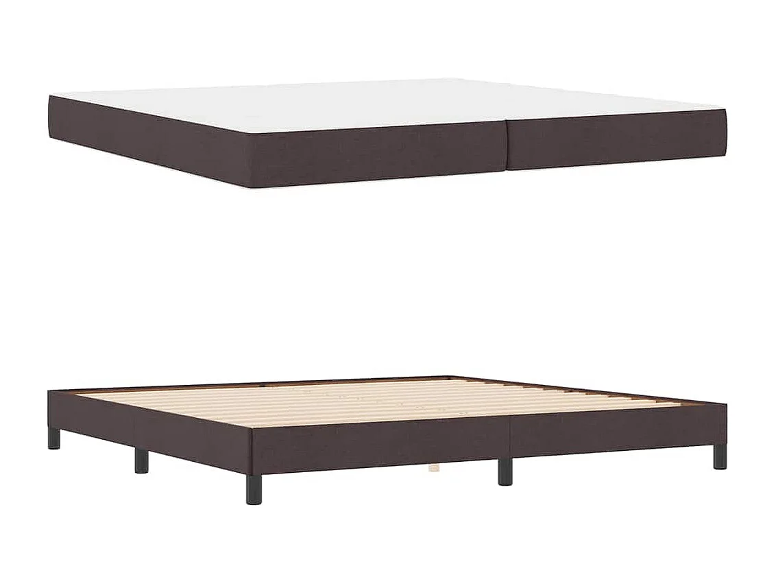 Cadre de lit avec matelas Marron foncé 200 x 200 cm tissu