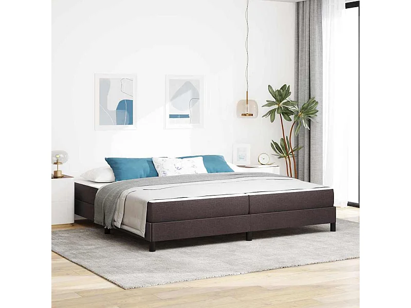 Cadre de lit avec matelas Marron foncé 200 x 200 cm tissu
