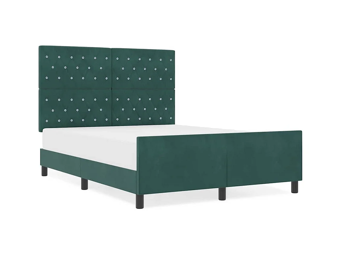 Cadre de lit avec tête de lit Vert foncé 140 x 190 cm Velours