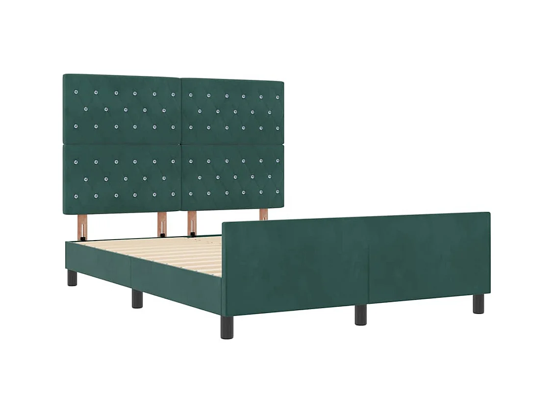 Cadre de lit avec tête de lit Vert foncé 140 x 190 cm Velours