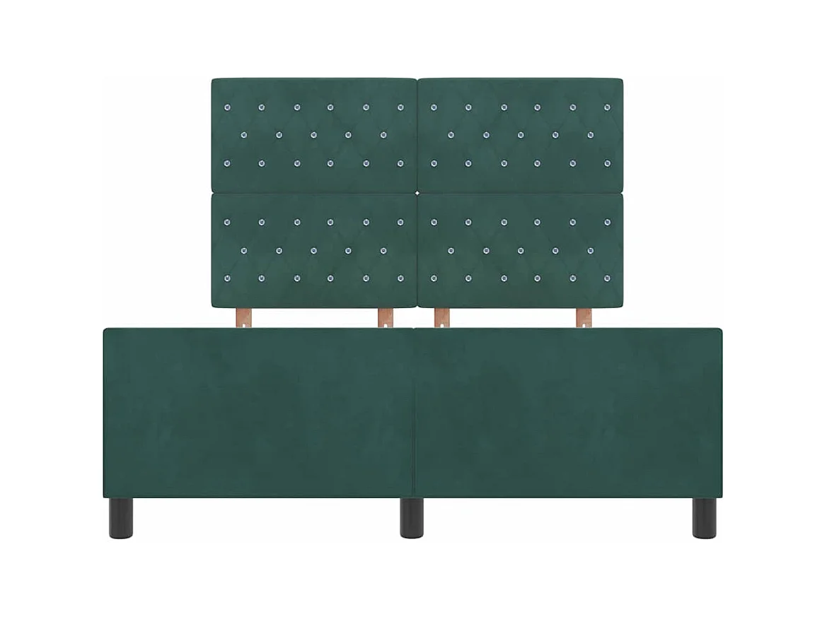 Cadre de lit avec tête de lit Vert foncé 140 x 190 cm Velours