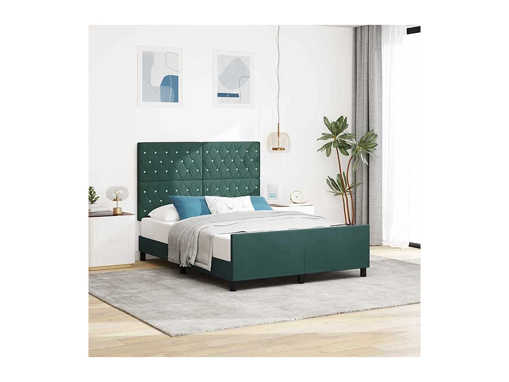 Bedframe met hoofdeinde Donkergroen 140 x 190 cm Fluweel