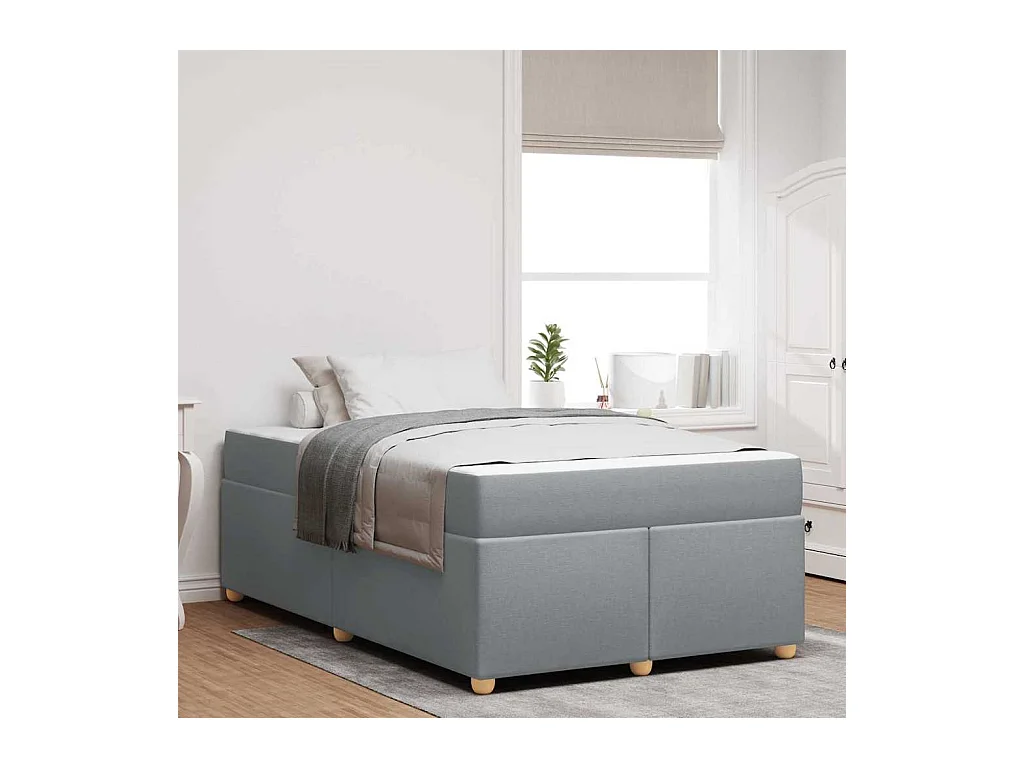 Estructura de cama con colchón Gris claro 120 x 200 cm tela