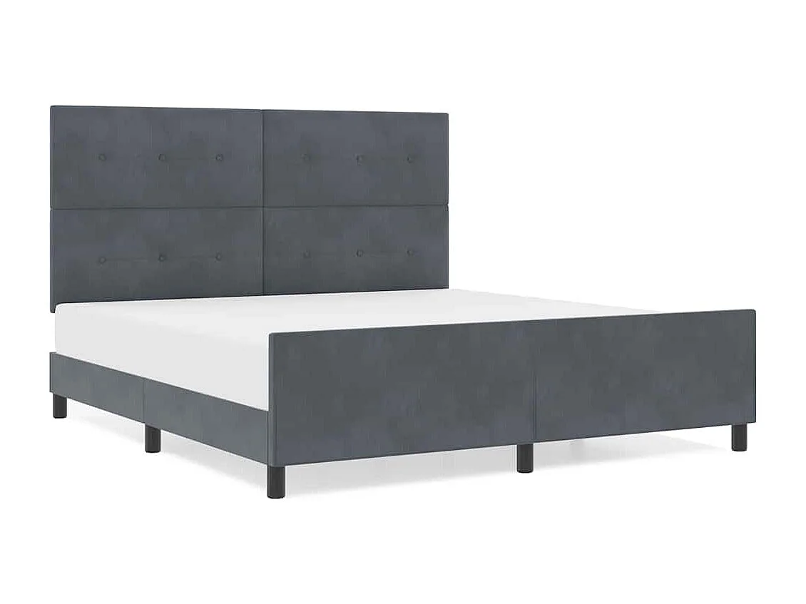 Cadre de lit avec tête de lit Gris foncé 180 x 200 cm Velours