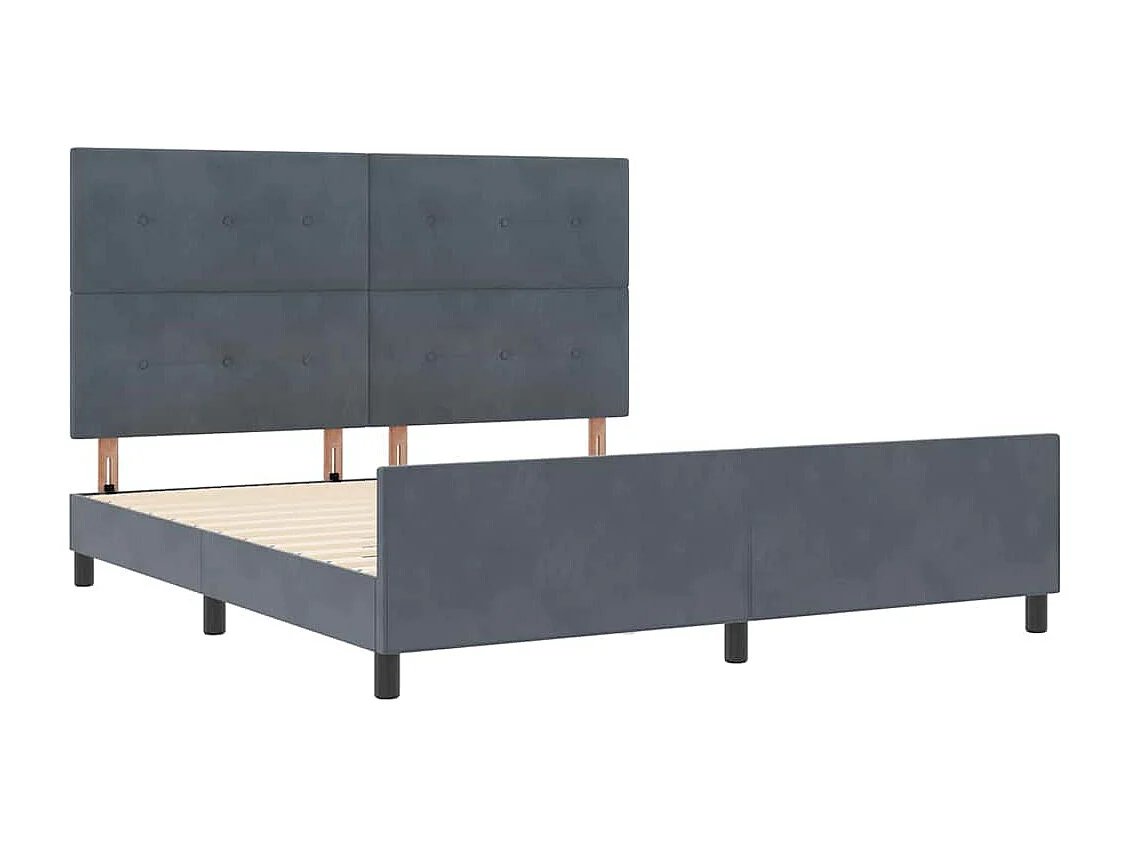 Cadre de lit avec tête de lit Gris foncé 180 x 200 cm Velours