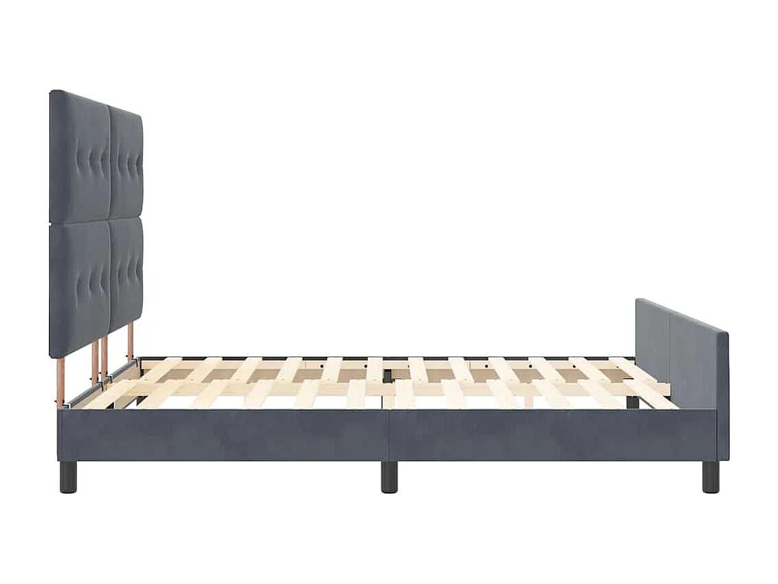 Cadre de lit avec tête de lit Gris foncé 180 x 200 cm Velours