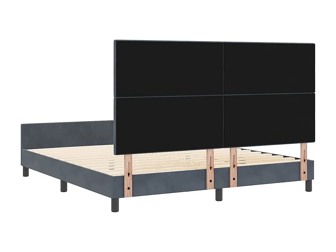 Cadre de lit avec tête de lit Gris foncé 180 x 200 cm Velours
