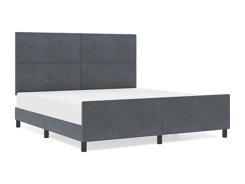 Cadre de lit avec tête de lit Gris foncé 180 x 200 cm Velours