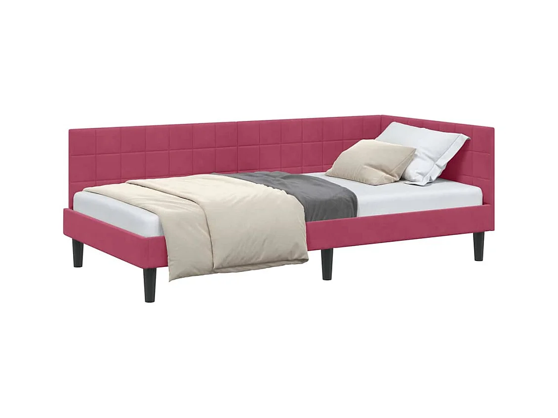 Cadre de lit d'angle Rouge bordeaux 90 x 200 cm Velours