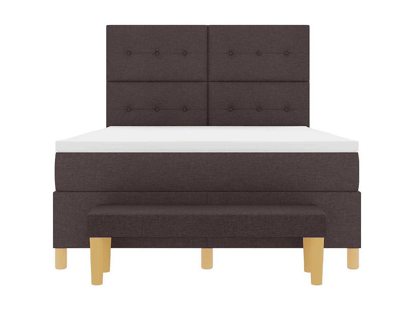 Cadre de lit avec matelas Marron foncé 140 x 200 cm tissu