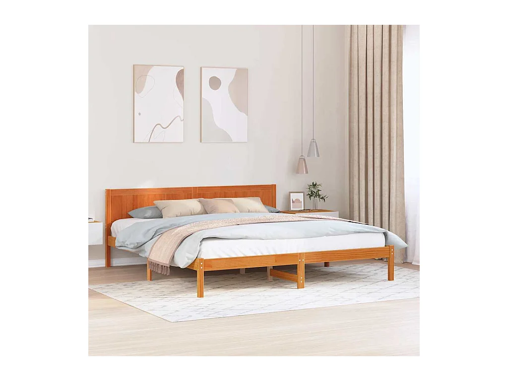 Cadre de lit Marron 200 x 200 cm Bois de pin massif